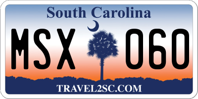 SC license plate MSX060