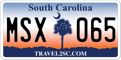 SC license plate MSX065