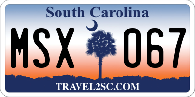 SC license plate MSX067