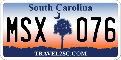 SC license plate MSX076
