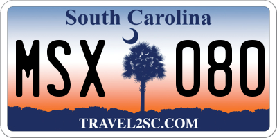 SC license plate MSX080