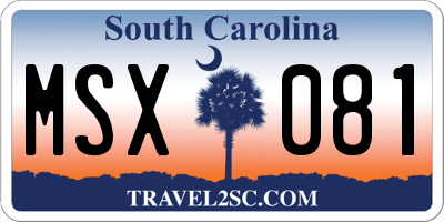 SC license plate MSX081