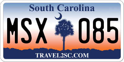 SC license plate MSX085