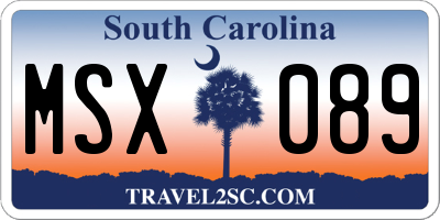 SC license plate MSX089