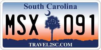 SC license plate MSX091