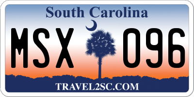 SC license plate MSX096