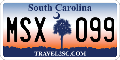 SC license plate MSX099