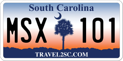 SC license plate MSX101