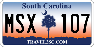 SC license plate MSX107