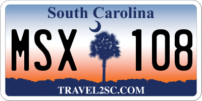 SC license plate MSX108