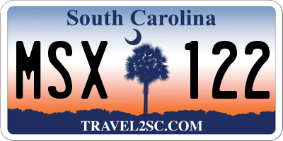 SC license plate MSX122