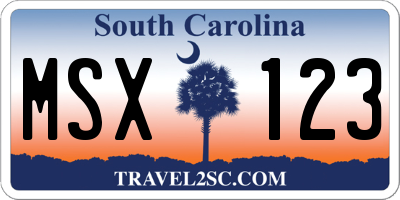 SC license plate MSX123