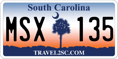 SC license plate MSX135