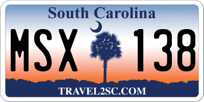 SC license plate MSX138