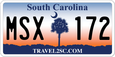 SC license plate MSX172