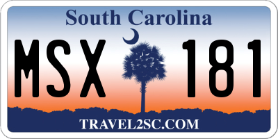 SC license plate MSX181