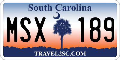 SC license plate MSX189