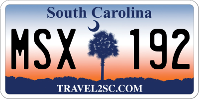 SC license plate MSX192