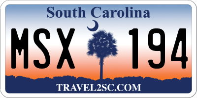 SC license plate MSX194