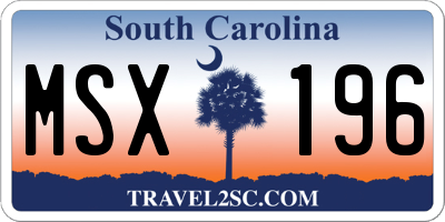 SC license plate MSX196