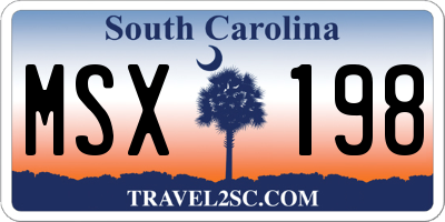 SC license plate MSX198