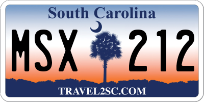 SC license plate MSX212