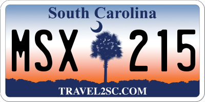 SC license plate MSX215