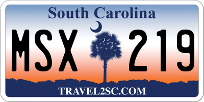 SC license plate MSX219