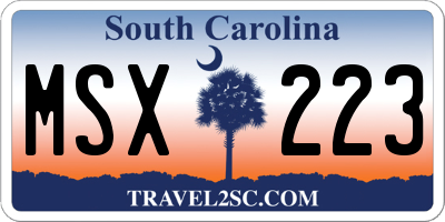 SC license plate MSX223