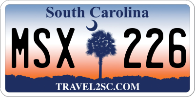 SC license plate MSX226