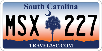 SC license plate MSX227