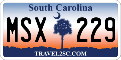 SC license plate MSX229