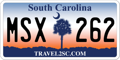 SC license plate MSX262