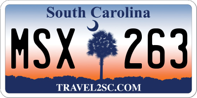 SC license plate MSX263