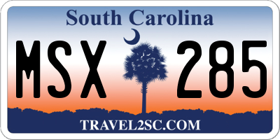 SC license plate MSX285