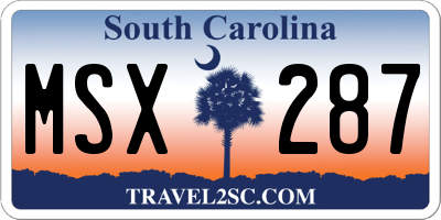 SC license plate MSX287