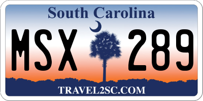 SC license plate MSX289