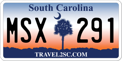 SC license plate MSX291