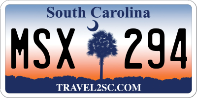 SC license plate MSX294