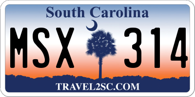 SC license plate MSX314