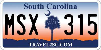 SC license plate MSX315