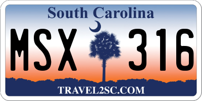 SC license plate MSX316