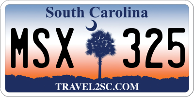 SC license plate MSX325