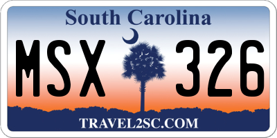 SC license plate MSX326