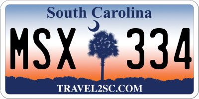 SC license plate MSX334