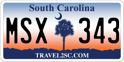 SC license plate MSX343