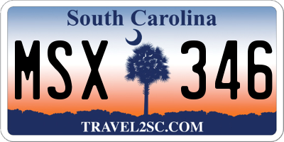 SC license plate MSX346