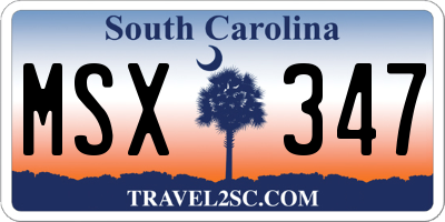 SC license plate MSX347