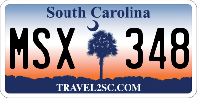 SC license plate MSX348