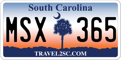 SC license plate MSX365